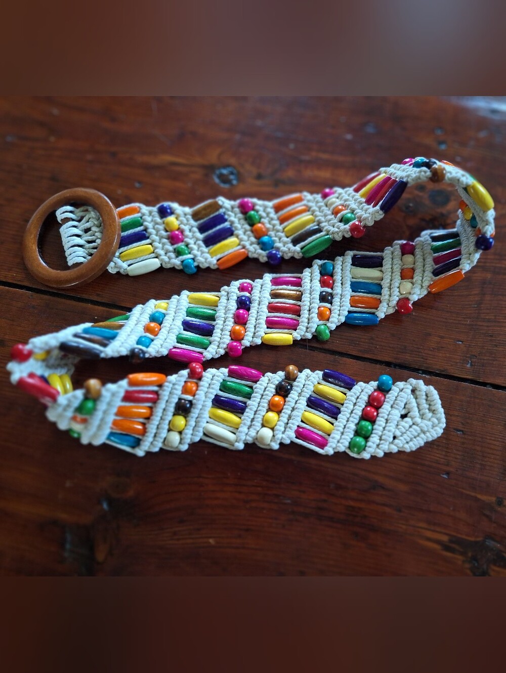 Multicolor Beaded Macramé Women’s Belt